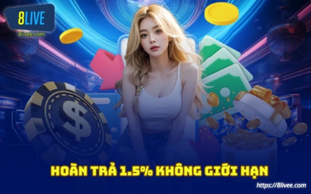 khuyen mai hoan tra 1 phay 5 pham tram tai 8live