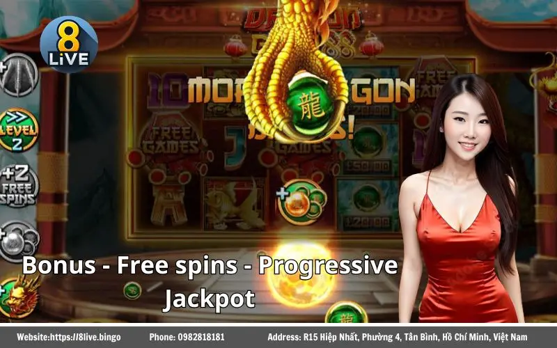 Dragon Ball Slots 8LIVE - Game nổ hũ chủ đề 7 viên ngọc rồng 4 Hệ thống bonus - Free spins - Progressive Jackpot trong Dragon Ball Slots 8Live