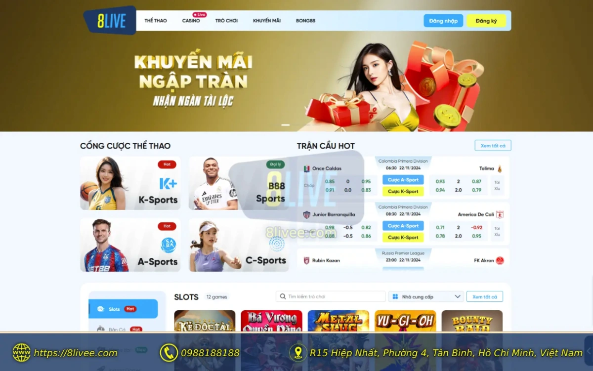 8Live - Trang chủ 15 Giao diện trang chủ 8 LIVE.