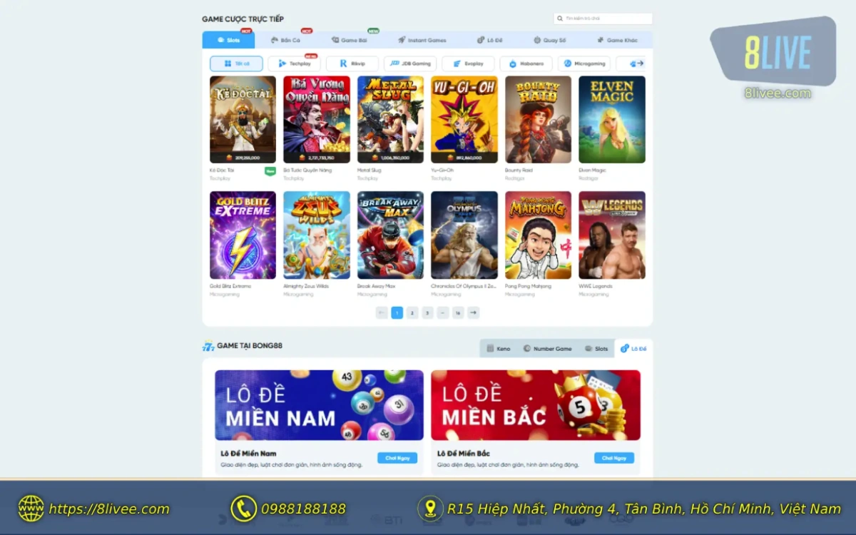 8Live - Trang chủ 27 Giao diện Sảnh Lô Đề 8LIVE